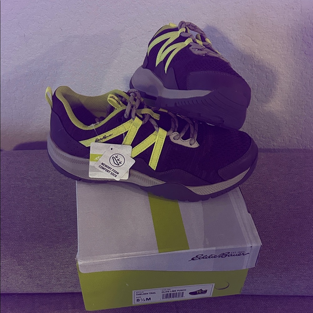 NIB Eddie Bauer Thielsen trail Olive Lime Punch Athletic Shoes